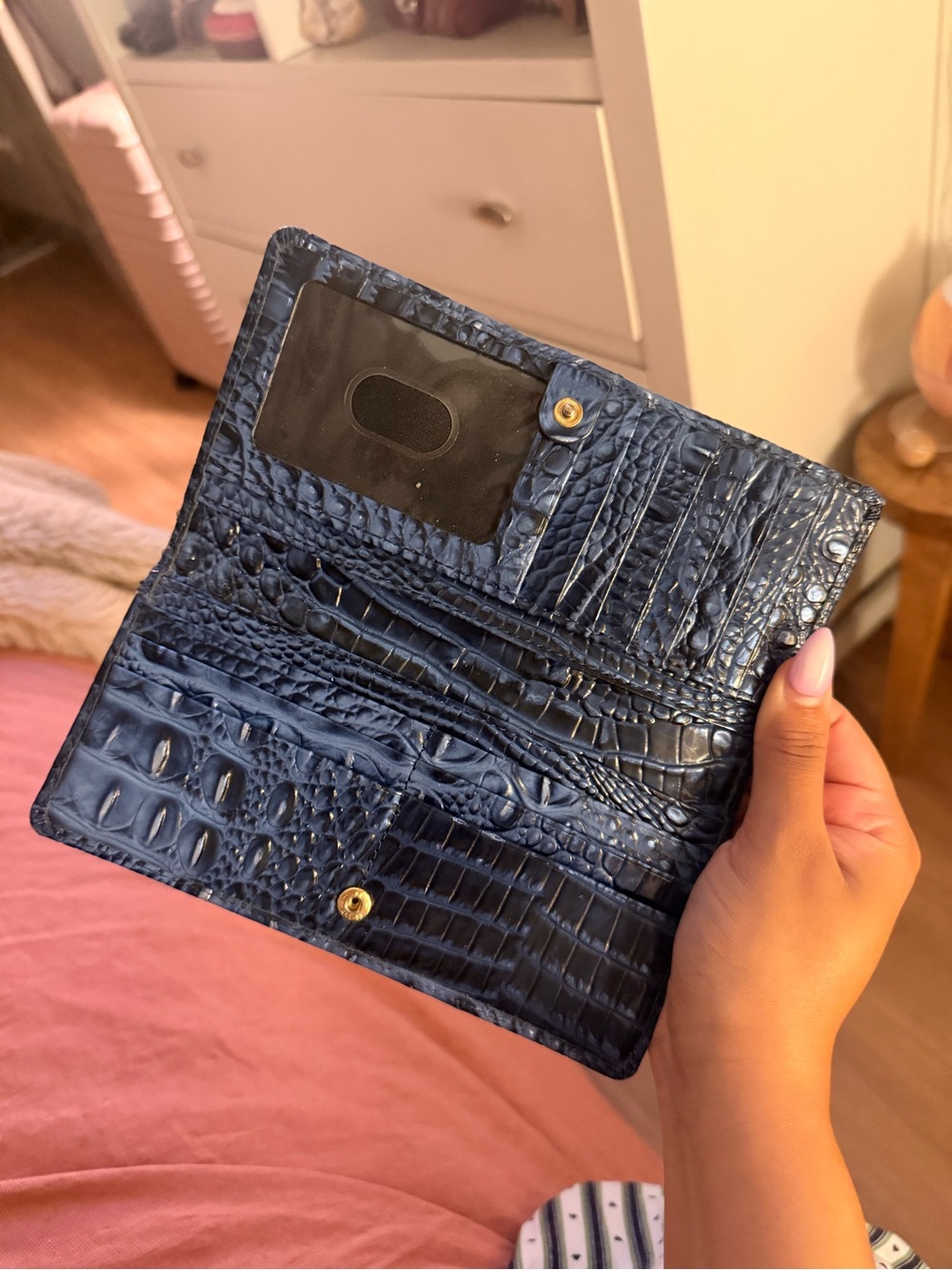 Brahmin Maritime Blue Croc-Embossed Leather Zip Wallet - Picture 4 of 4